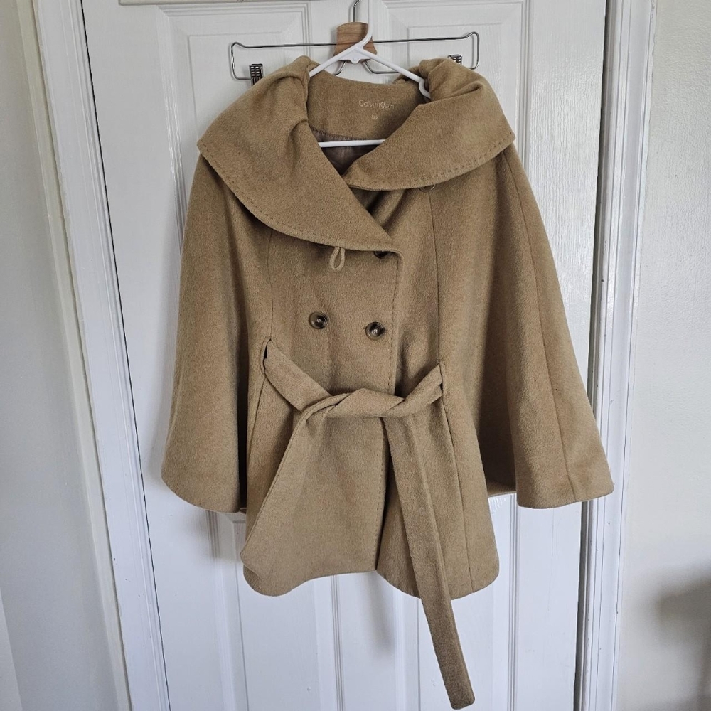 Wool blend cape coat